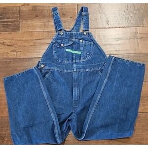 Vintage Key Imperial Denim Bib Overalls Men Blue Workwear Carpenter 38×28